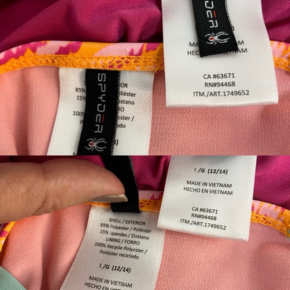 Spyder Kids Swimwear 2-Piece Set One Piece Swimsuit Coverup Orange Pink Size 12 - Picture 16 of 17